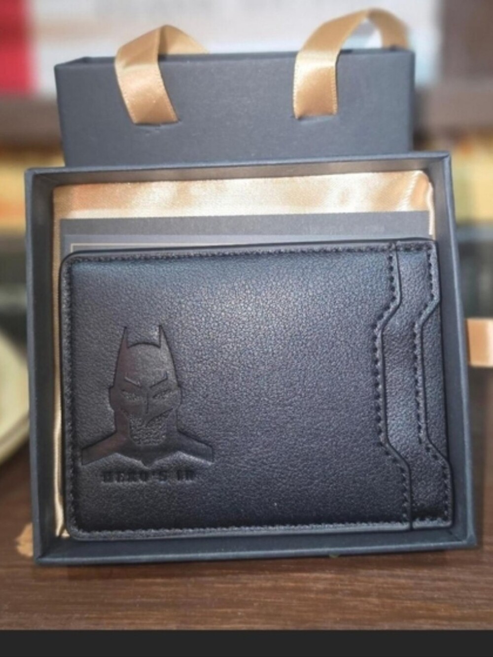 DC Comics Black Leather Batman Card Holder with Embossed Logo